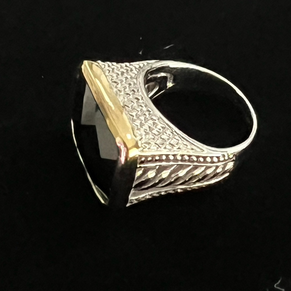 Smokey Topez Large Stone Sterling Silver Rope Women’s Statement Ring